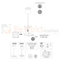 Lampa stołowa do restauracji przenośna ładowalna biała IP54 CCT FERNANDEZ rys perfektmarket.webp