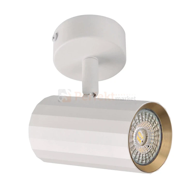 Kinkiet ścienno sufitowy spot 1xGU10 NICEA biało-złoty - lampa punktowa regulowana