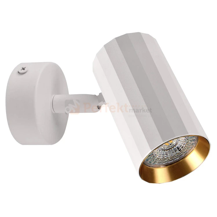 Kinkiet ścienno sufitowy spot 1xGU10 NICEA biało-złoty - lampa punktowa regulowana