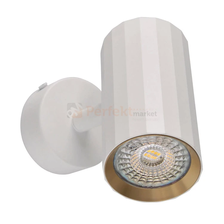 Kinkiet ścienno sufitowy spot 1xGU10 NICEA biało-złoty - lampa punktowa regulowana