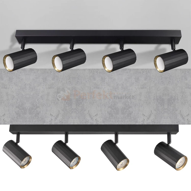 Listwa ścienno-sufitowa 4xGU10 NICEA czarno-złota - lampa LED spotlight do wnętrz