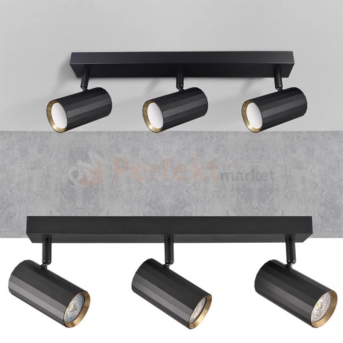 Listwa ścienno-sufitowa 3xGU10 NICEA czarno-złota - lampa LED - regulowana