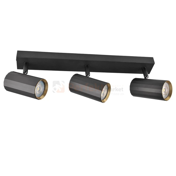Listwa ścienno-sufitowa 3xGU10 NICEA czarno-złota - lampa LED - regulowana do wnętrz