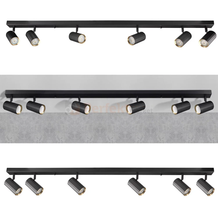 Listwa ścienno-sufitowa 6xGU10 NICEA czarno-złota - lampa LED typu spotlight