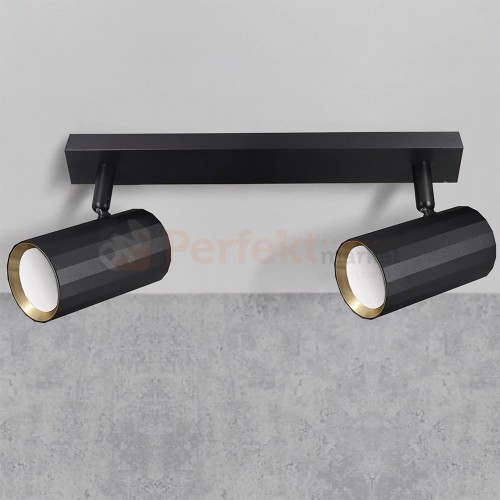 Listwa ścienno-sufitowa 2xGU10 NICEA czarno-złota - regulowana wielopunktowa lampa LED typu spotlight