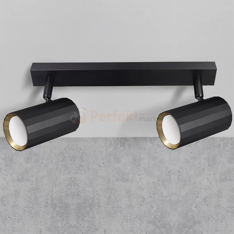 Listwa ścienno-sufitowa 2xGU10 NICEA czarno-złota - regulowana wielopunktowa lampa LED typu spotlight
