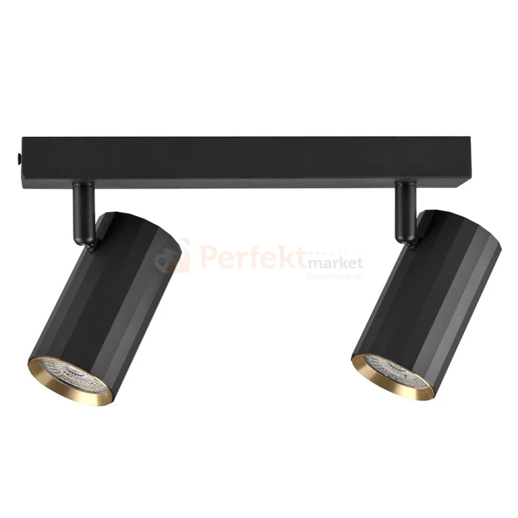 Listwa ścienno-sufitowa 2xGU10 NICEA czarno-złota - regulowana wielopunktowa lampa LED typu spotlight