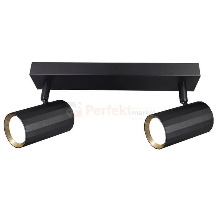 Listwa ścienno-sufitowa 2xGU10 NICEA czarno-złota - regulowana wielopunktowa lampa LED typu spotlight