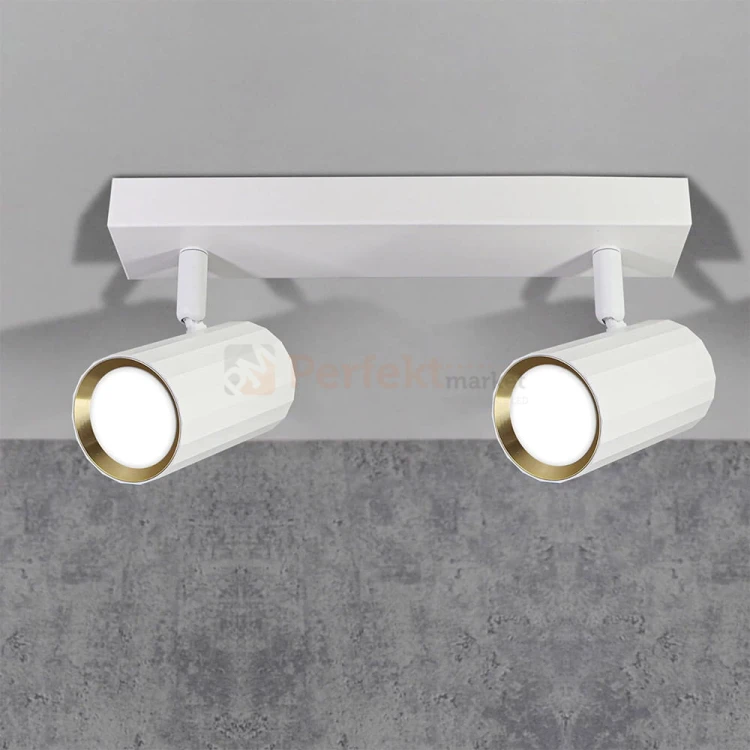 Listwa ścienno-sufitowa 2xGU10 NICEA biało-złota - dwupunktowa lampa LED typu spotlight do wnętrz