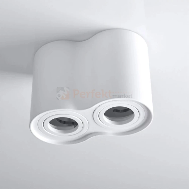 Oprawa natynkowa LED spot tuba 2xGU10 HADAR R2 podwójna okrągła biała - elegancka nowoczesna lampa do wnętrz