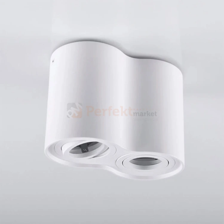 Oprawa natynkowa LED spot tuba 2xGU10 HADAR R2 podwójna okrągła biała - elegancka nowoczesna lampa do wnętrz