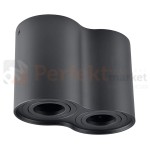 Oprawa natynkowa LED spot tuba 2xGU10 HADAR R2 podwójna okrągła czarna - nowoczesna regulowana lampa do wnętrz