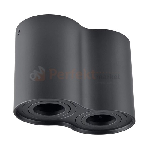 Oprawa natynkowa LED spot tuba 2xGU10 HADAR R2 podwójna okrągła czarna - nowoczesna regulowana lampa do wnętrz