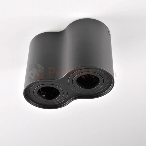 Oprawa natynkowa LED spot tuba 2xGU10 HADAR R2 podwójna okrągła czarna - lampy LED PerfektMarket