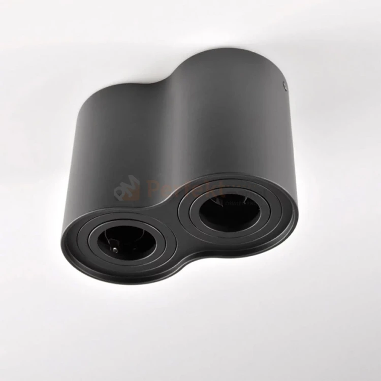 Oprawa natynkowa LED spot tuba 2xGU10 HADAR R2 podwójna okrągła czarna - lampy LED PerfektMarket