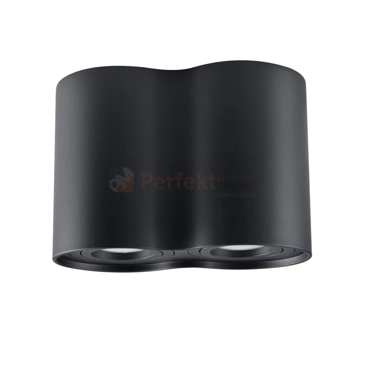 Oprawa natynkowa LED spot tuba 2xGU10 HADAR R2 podwójna okrągła czarna - lampy LED PerfektMarket