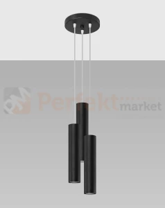 Lampa wisząca LAGOS 3P na kole tuby, walce czarne Sollux SL.1079