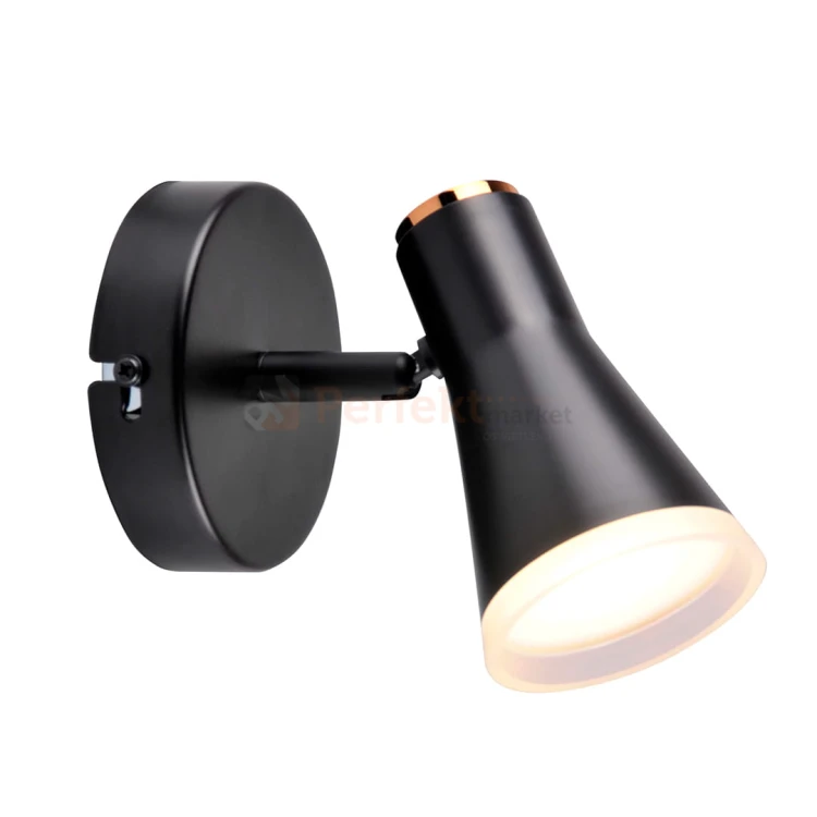 Kinkiet spot skandynawski LED 3000K BERG czarny Polux / Goldlux - regulowany