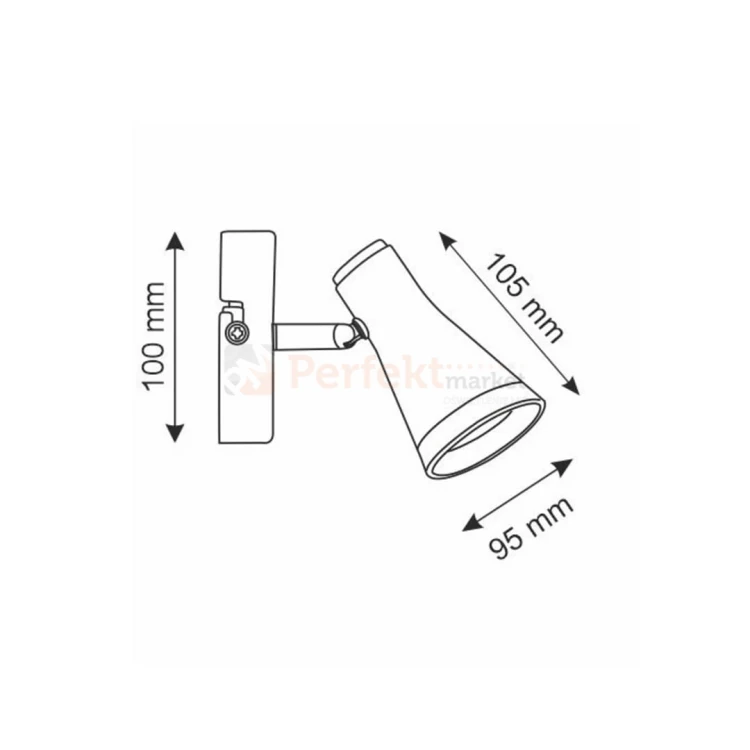 Kinkiet spot skandynawski LED 3000K BERG czarny Polux / Goldlux - regulowany - schemat