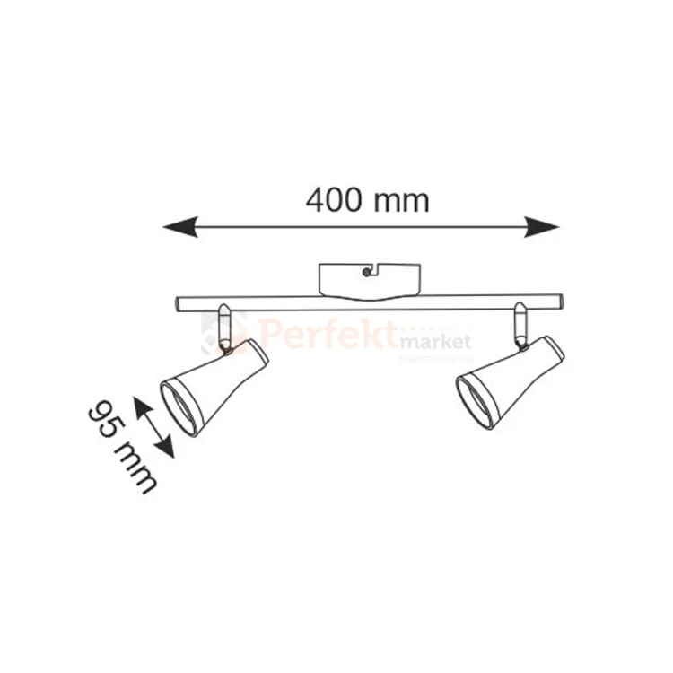 Kinkiet lampa sufitowa spot typu skandynawskiego LED 3000K marki Berg z wbudowanym źródłem światła w kolorze czarnym - schemat