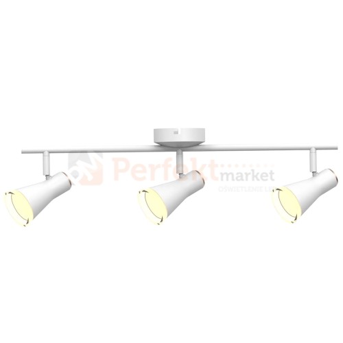 Kinkiet lampa sufitowa trzypunktowa spot typu skandynawskiego LED 3000K marki Berg z wbudowanym źródłem światła w kolorze białym