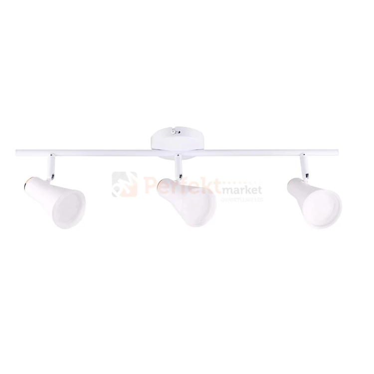 Kinkiet lampa sufitowa trzypunktowa spot typu skandynawskiego LED 3000K marki Berg z wbudowanym źródłem światła w kolorze białym