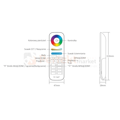 Mi Light pilot FUT089 8 strefowy MONO CCT RGB RGBW RGB+CCT 5w1 przyciski perfektmarket olsztyn.webp