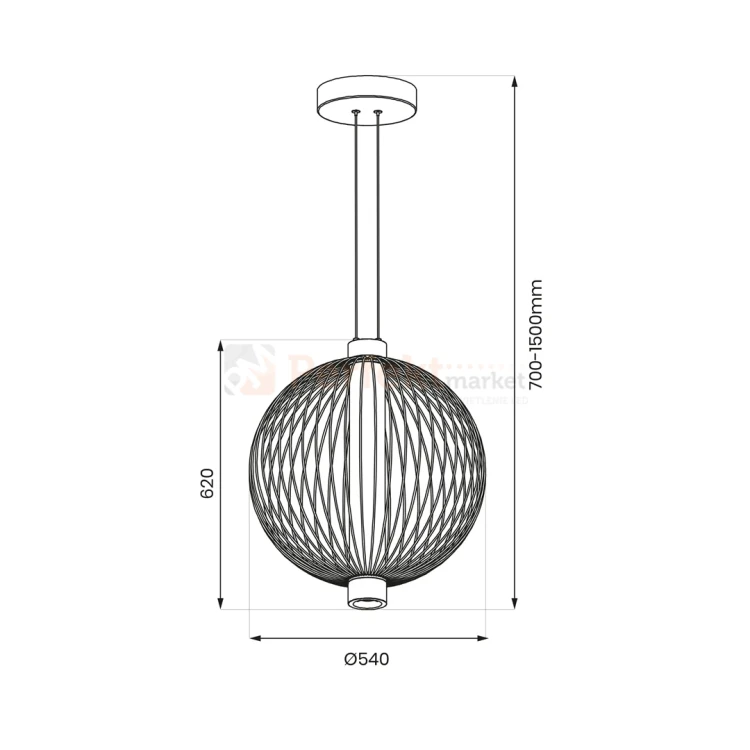 Lampa wisząca KYOTO czarna LED 54 cm  nowoczesna ML0527 wymiary perfektmarket.webp