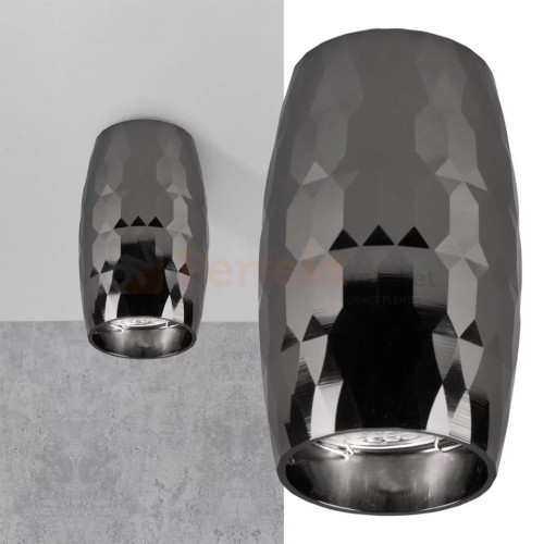 Oprawa natynkowa TUBA spot z przetłoczeniem 1xGU10 BELLA czarna - ozdobna elegancka lampa sufitowa