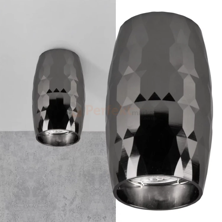 Oprawa natynkowa TUBA spot z przetłoczeniem 1xGU10 BELLA czarna - ozdobna elegancka lampa sufitowa