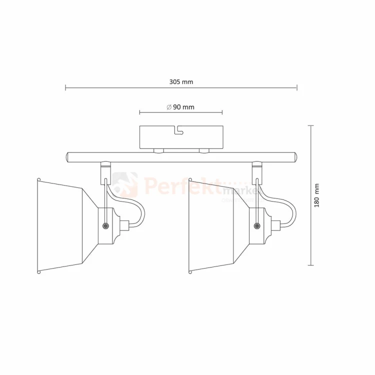 Lampa listwa spot skandynawski 2xE14 Niko biała Polux 310989 - spotlight z regulowanymi kinkietami - schemat