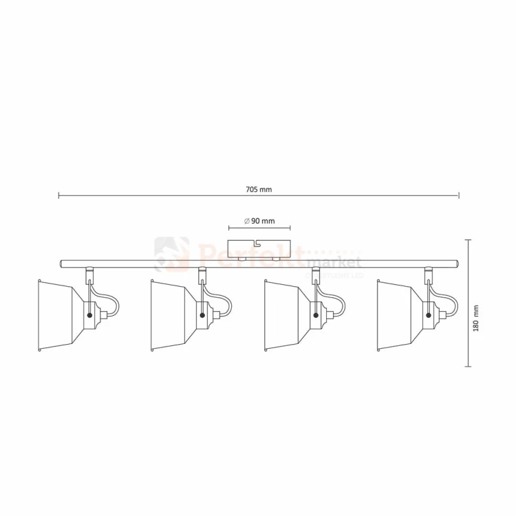 Lampa listwa spot skandynawski 4xE14 Niko biała Polux 311009 - schemat