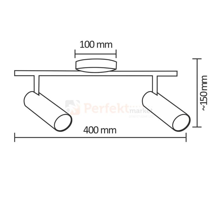 Lampa LED podwójna Gavi biała 2x 4.5W ścienno-sufitowa regulowana - nowoczesny spotlight 3000K - schemat produktu