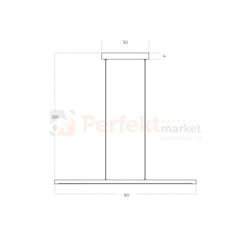 lampa wisząca LED ALAMO podłużna LED 3000K 90 cm czarna wymiary perfektmarket.webp
