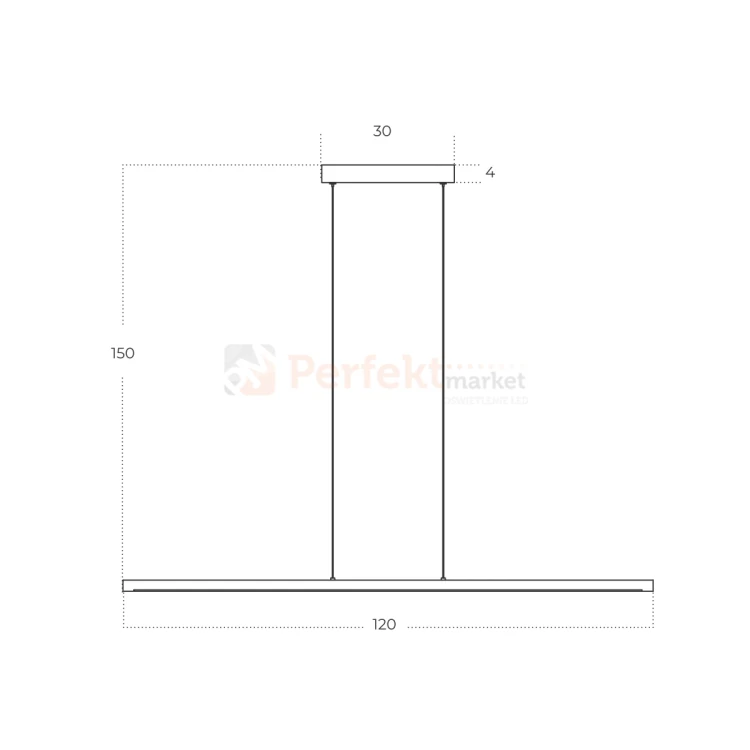 lampa wisząca LED ALAMO podłużna LED 3000K 120 cm czarna AZ5766 wymiary perfektmarket.webp