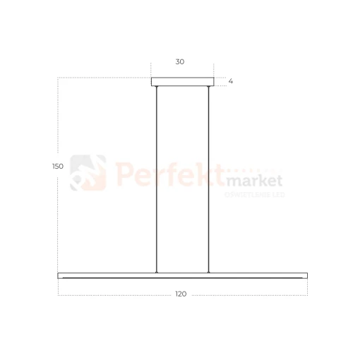 lampa wisząca LED ALAMO podłużna LED 3000K 120 cm czarna AZ5766 wymiary perfektmarket.webp