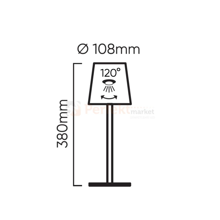 Przenośna lampka bezprzewodowa LED stołowa TAZA 3,5W 400lm CCT IP54 biała 2x2000mAh wymiary perfektmarket.webp