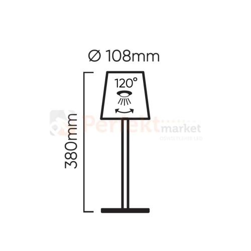 Przenośna lampka bezprzewodowa LED stołowa TAZA 3,5W 400lm CCT IP54 biała 2x2000mAh wymiary perfektmarket.webp
