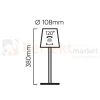 Przenośna lampka bezprzewodowa LED stołowa TAZA 3,5W 400lm CCT IP54 biała 2x2000mAh wymiary perfektmarket.webp