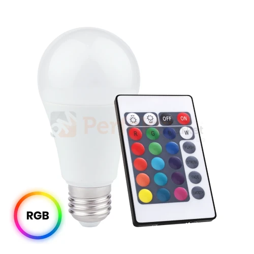 Żarówka LED E27 z pilotem 10W A60 E27 RGB  perfektmarket.webp