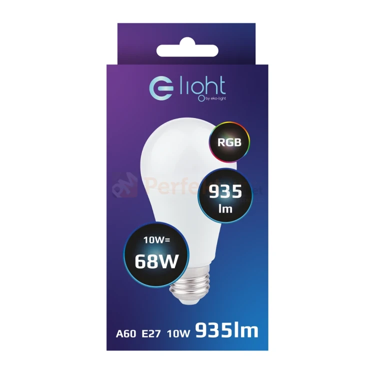 Żarówka LED E27 z pilotem 10W A60 E27 RGB 1 perfektmarket.webp