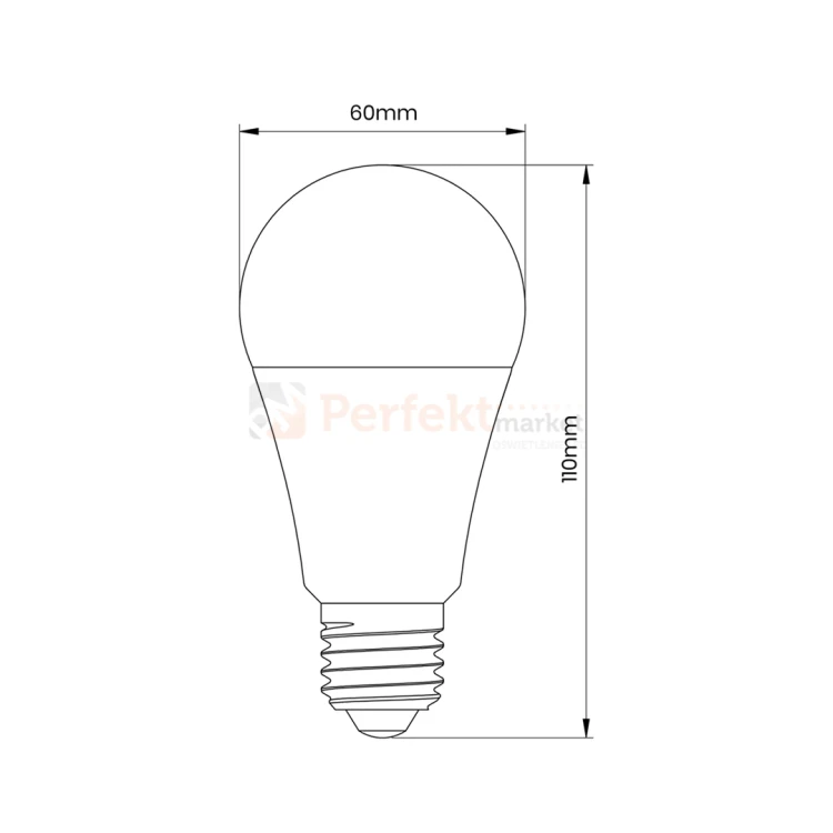 Żarówka LED E27 z pilotem 10W A60 E27 RGB wymiary perfektmarket 3.webp