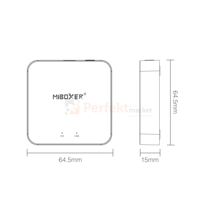 MiBoxer WL-BOX2 kontroler LED Wi-Fi  Android iOS Alexa Google Tuya wymiary perfektmarket.webp