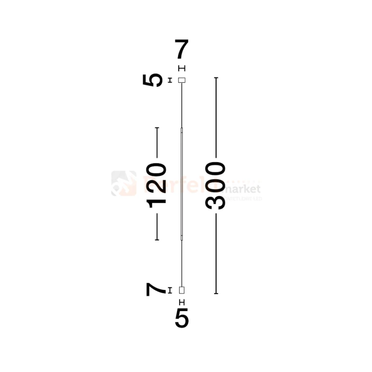 Lampa podłogowo sufitowa tuba długa Luces Exclusivas LE41360 BUGA wymiary perfektmarket.webp