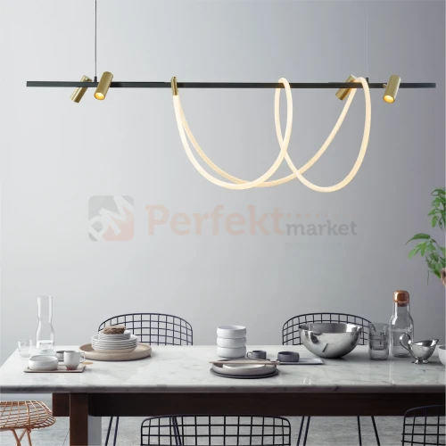 Lampa wisząca LED czarno złota BALBO 2200277L wąż LED CCT reflektorki Zuma Line aranz perfektmarket.webp