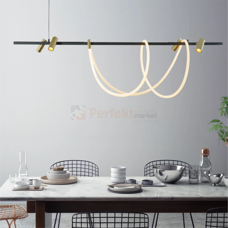 Lampa wisząca LED czarno złota BALBO 2200277L wąż LED CCT reflektorki Zuma Line ikony perfektmarket.webp