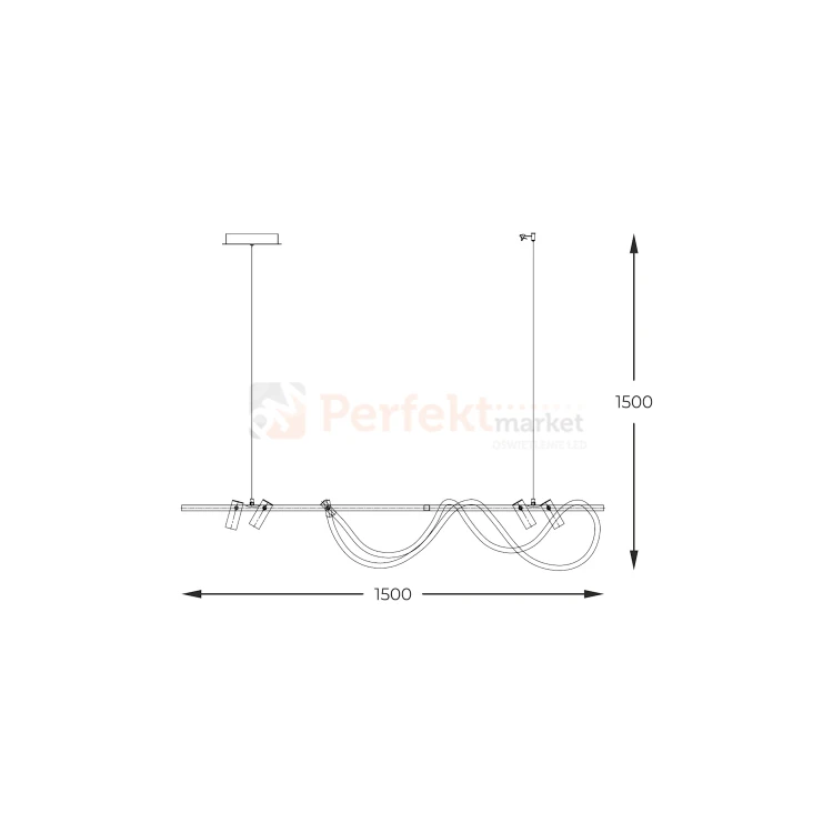 Lampa wisząca LED czarno złota BALBO 2200277L wąż LED CCT reflektorki Zuma Line wymiary perfektmarket.webp