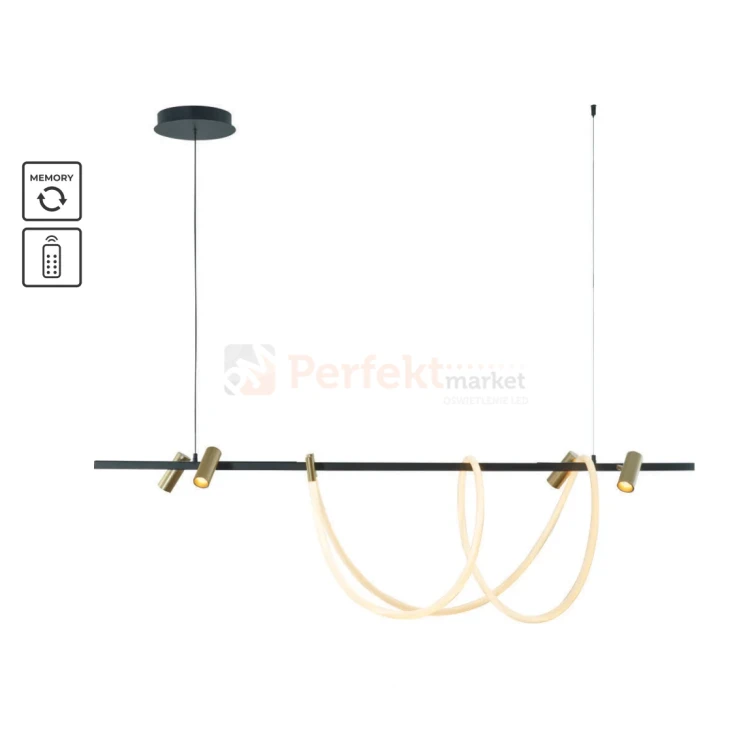 Lampa wisząca LED czarno złota BALBO 2200277L wąż LED CCT reflektorki Zuma Line pilot perfektmarket.webp