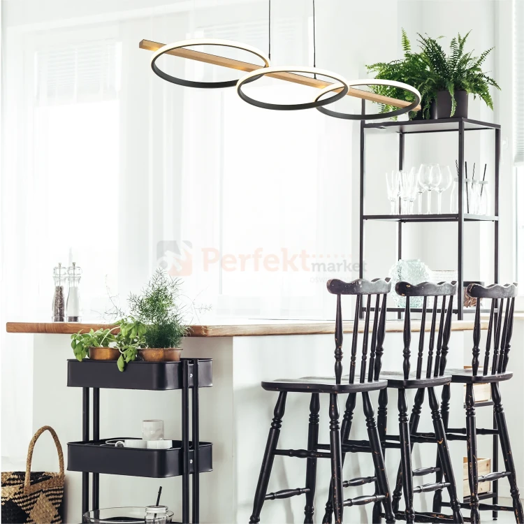 Lampa wisząca LED ALMERIA MD3913-3-3BWLT drewno-czarna Zuma Line aranz perfektmarket.webp