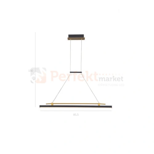 Lampa wisząca Merlot 16W linia LED PND-54638F-16W-3K-BK-GD Italux wymiary.webp